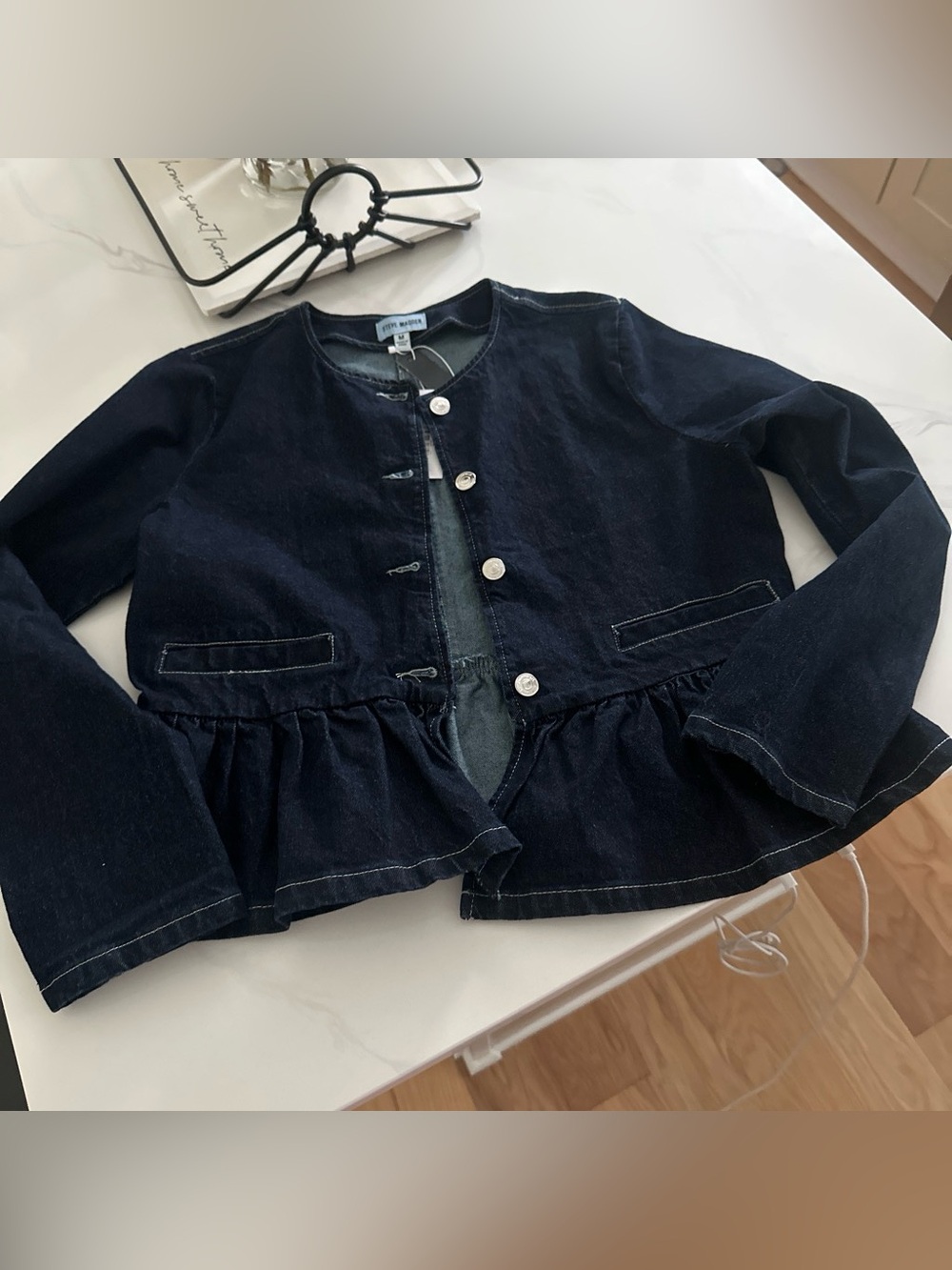 NWT Steven Madden Dark Blue Denim Peplum Jacket